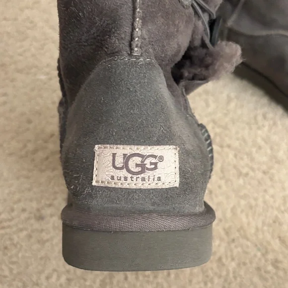 UGG Women's Charcoal Suede Button Boots - Picture 2 of 3